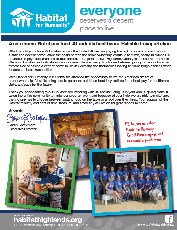 20182019ImpactLetter Habitat for Humanity of Highlands County